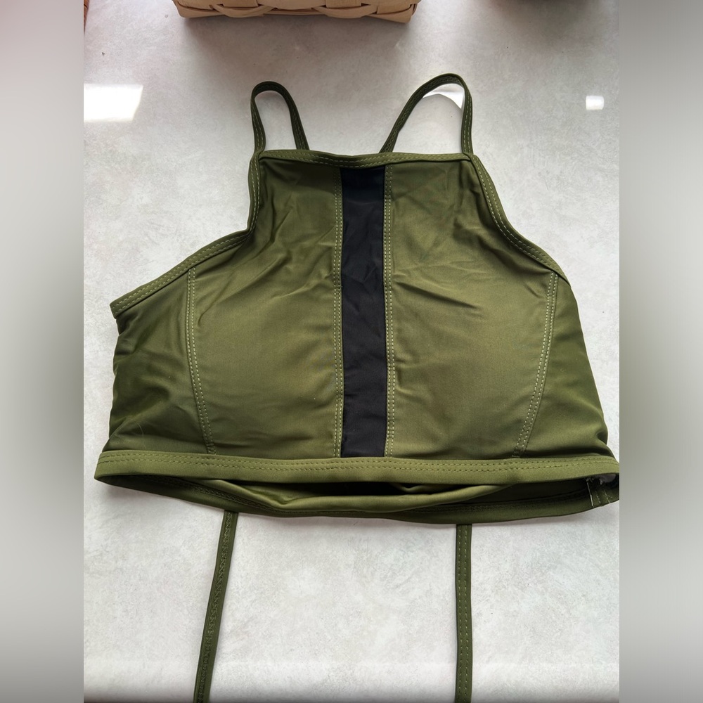 Olive black small sport bikini top